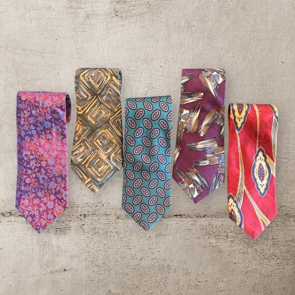 Lot of 5 Silk Ties, Nordstrom, Placenza, Italy, EUC - Picture 1 of 6